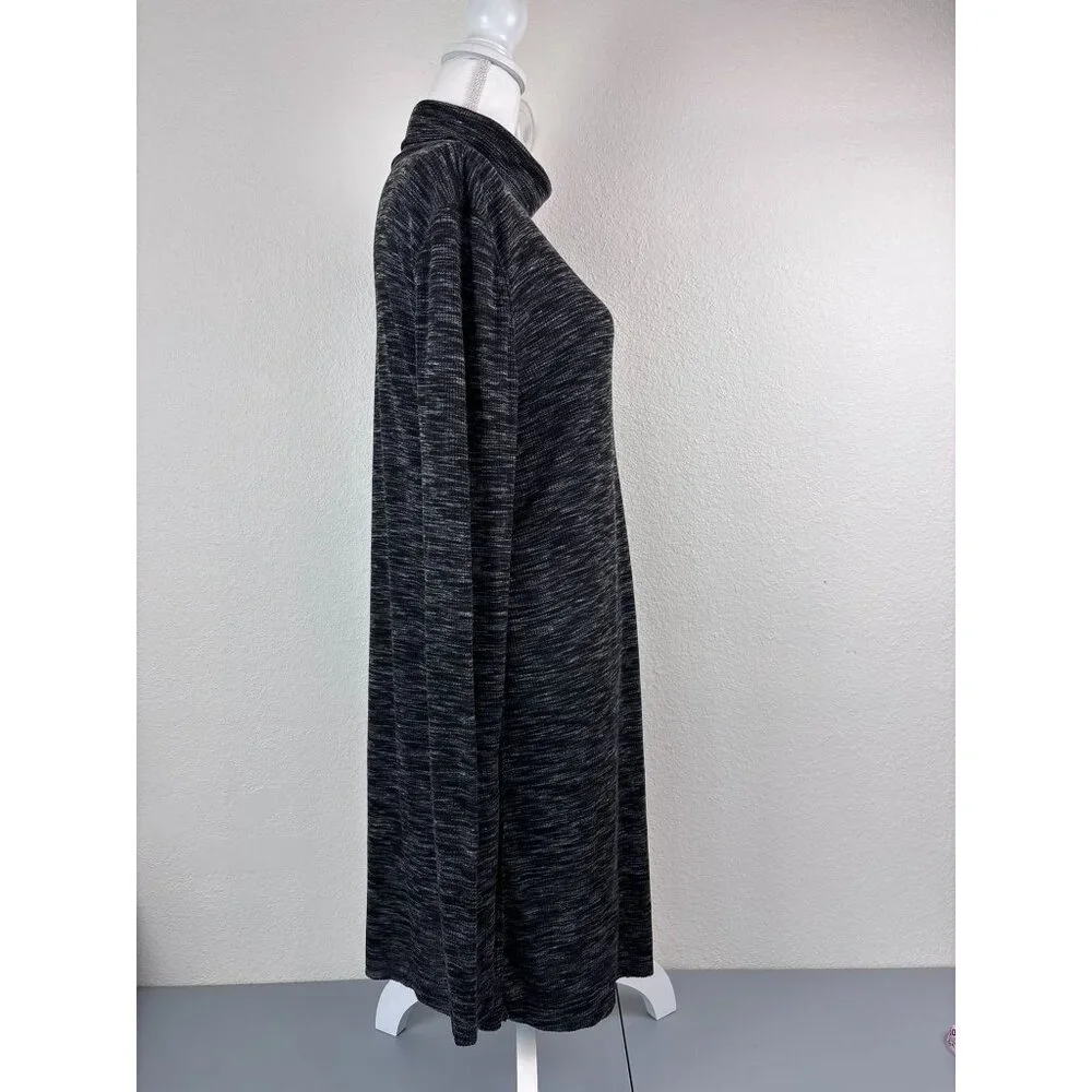 Free People women's large black‎ grey mock neck stonecold ribbed tunic top NWT